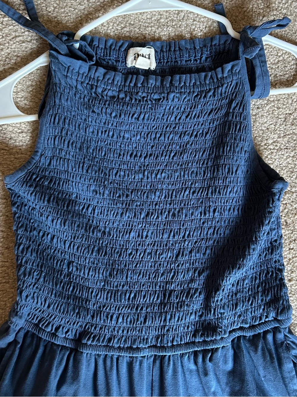 Pact Navy Smocked Bodice Wide-Leg Jumpsuit with Tie Straps - Picture 2 of 3